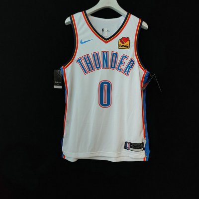 Oklahoma City Thunder 0 Russell Westbrook OKC Jersey White